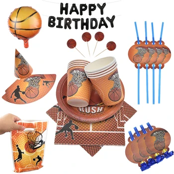 

Basketball Theme Birthday party Decorations kids Favorite Sport Paper Napkins Cups Balloon Set Baby Shower Boys Party Supplies