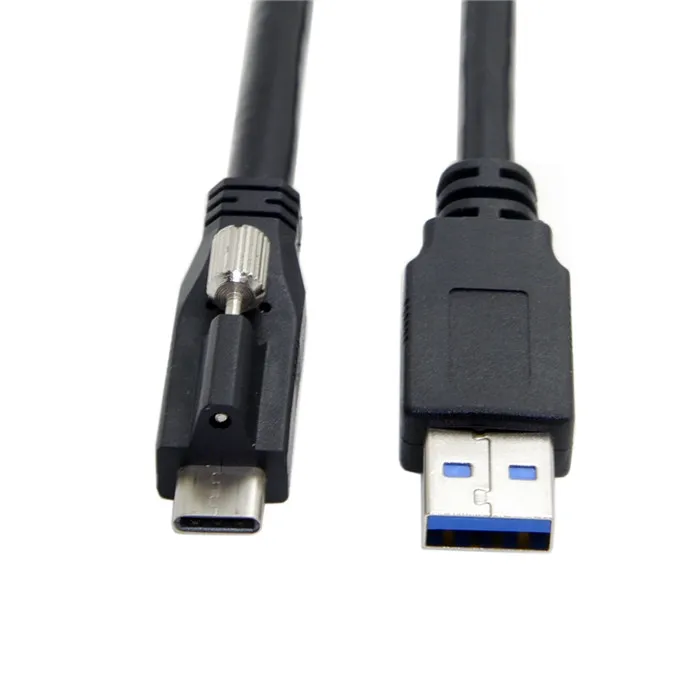 Кабель USB 3,1 type-C USB-C с одним винт крепления панели запирающий разъем для USB3.0 кабель для передачи данных 1,2 м