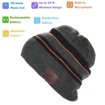 

2019 Fashion Smart Wireless Bluetooth4.2 Headset Knit Hat Cap Headphone Bluetooth Music Player Hat Earphone Best Christmas gift