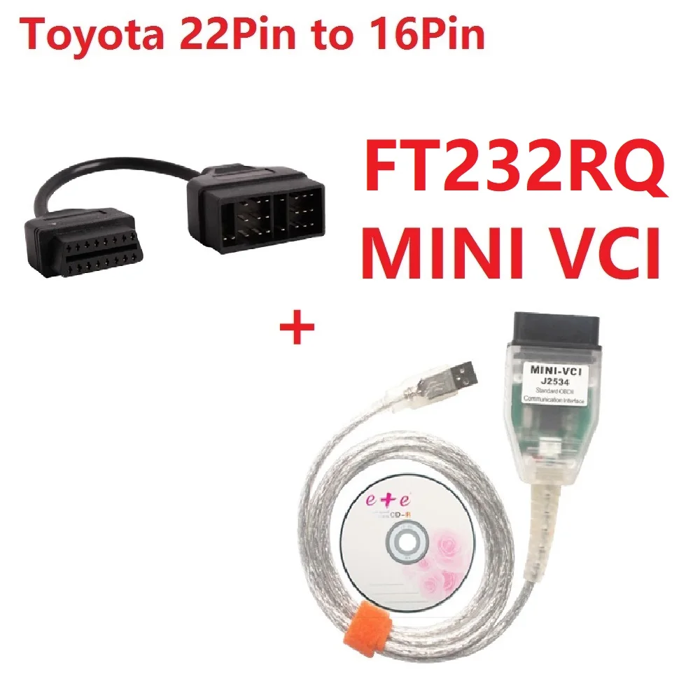 V14.10.028 мини VCI интерфейс для TOYOTA TIS Techstream мини VCI J2534 MINI-VCI FT232RL чип OBD2 Диагностический кабель - Цвет: FT232RQ WITH 22pin