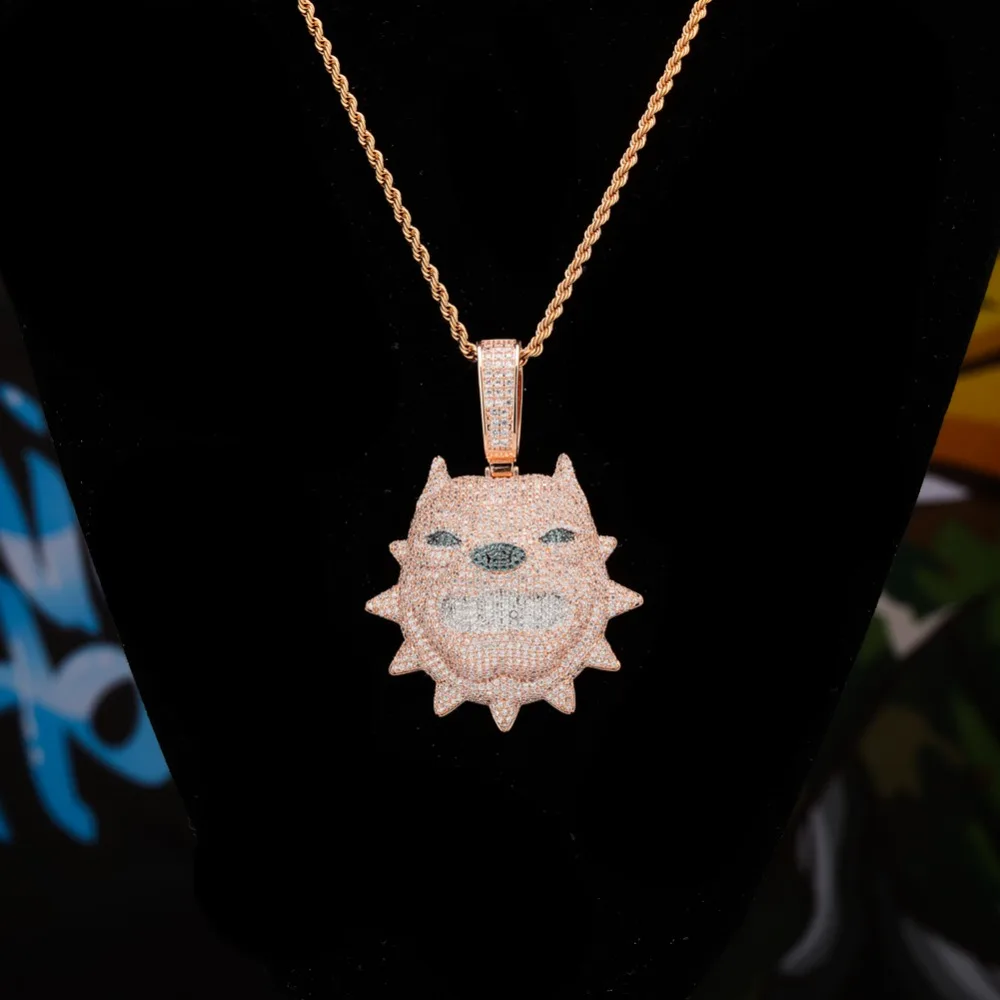 GUCY новое ожерелье с подвеской для собак с теннисная цепочка золотистый Серебристый с розой золото Iced Out кубический циркон хип хоп рок ювелирные изделия для мужчин подарок