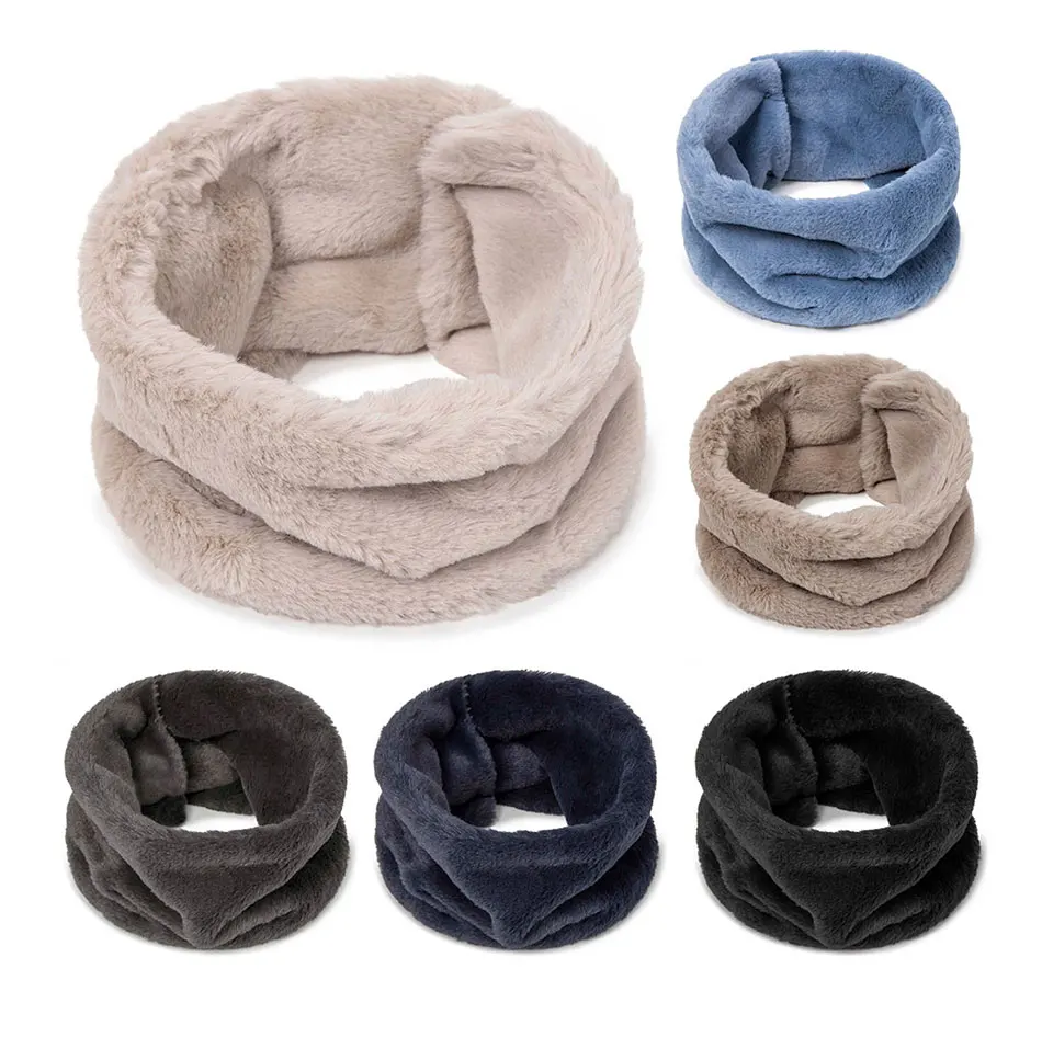 TRUENJOY Women's Winter Thick Warm Neck Scarf men New Soft Ring Scarf Scarves Unisex button Solid Color