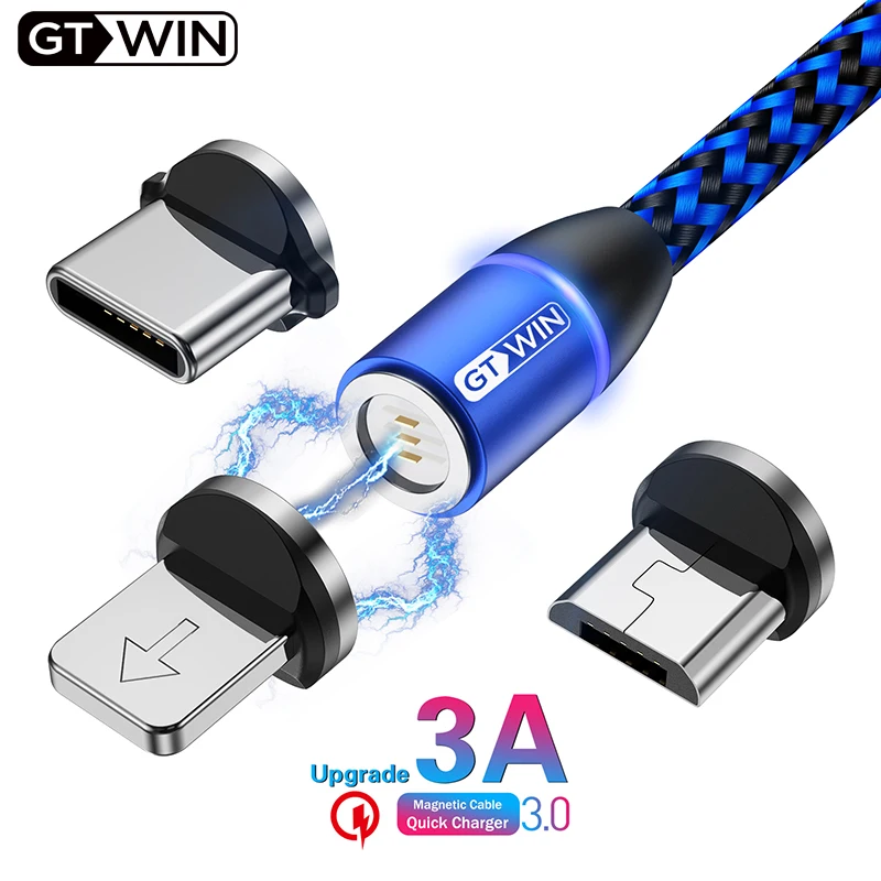 

GTWIN Magnetic Micro USB Cable For iPhone Samsung Android Mobile Phone Fast Charging USB Type C Cable Magnet Charger Wire Cord