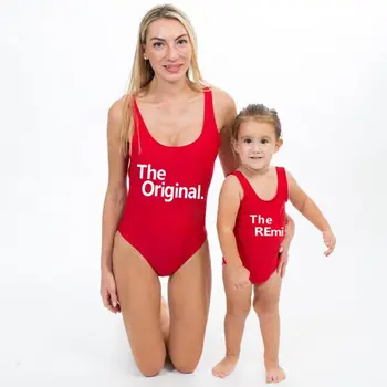 

Family Matching Bathing Suits Mom Daughter Matching Bikini Swimsuit Mommy and Me Swimwear women Girl Baby One-piece Swimsuit