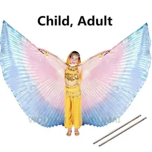 Крылья для танца живота, Детские Взрослые костюмы для танца живота, Восточный дизайн, красочные крылья для танца живота для детей, девочек, женщин с палочками