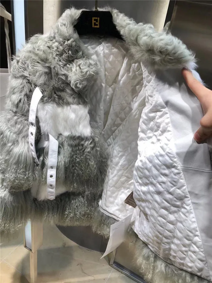 Пальто из натурального меха, Парижская мода, Женское пальто из натурального овечьего ягненка, пэчворк, Монгольская овечья шерсть, короткая зимняя куртка
