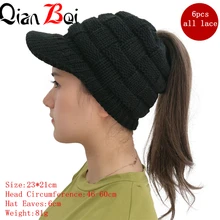 QianBei 6 шт./партия Модная вязаная женская зимняя женская шапка утолщенная теплая Женская эластичная шапка