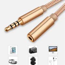 3,5 мм AUX удлинитель для наушников Мужской и Женский алюминиевый сплав нейлоновая нить аудио провод Соединительный удлинитель 1 м