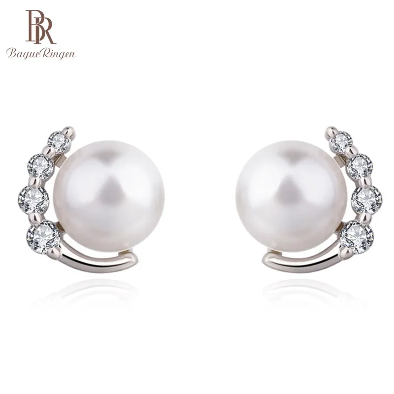 Женские серьги с жемчугом Bague Ringen минималистичные модные серебряные 925 пробы свадебные украшения для