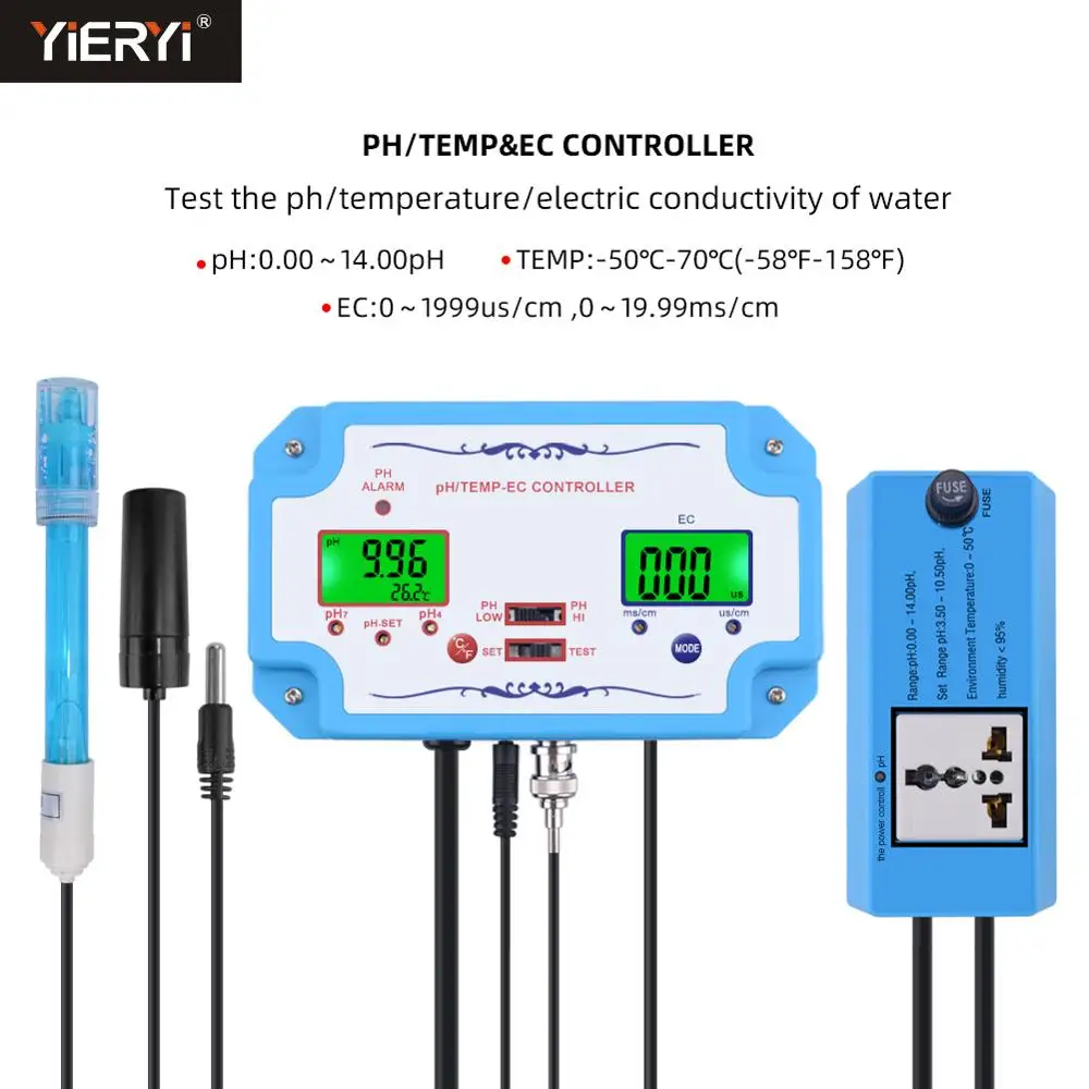 Yieryi Online 3 в 1 pH/EC/TEMP датчик качества воды PH контроллер со стандартным электродом