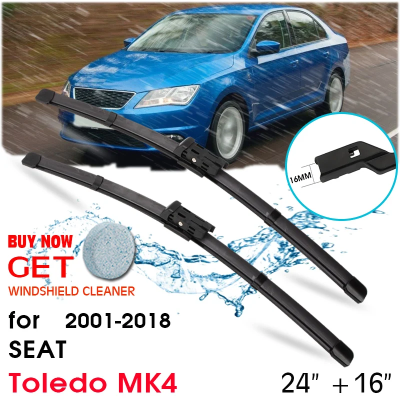 

Car Blade Front Window Windshield Rubber Silicon Refill Wiper For Seat Toledo MK4 2001-2018 LHD / RHD 24"+16" Car Accessories