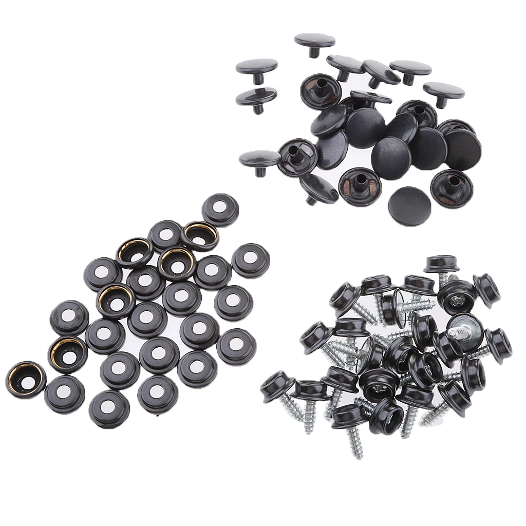 25 Set (75Pcs) Snap Button 12mm Screw Studs Fastener Socket for Canvas Boat Marine