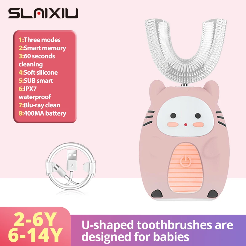 Smart 360 Degrees Kids Electric Toothbrush Silicon Automatic Ultrasonic Teeth Tooth Brush Cartoon Pattern Children NO BPA