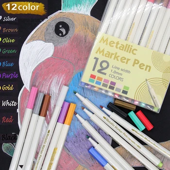 

12 Colors Metallic Marker Set Gift Card Diy Photo Glitter Drawing Painting pen