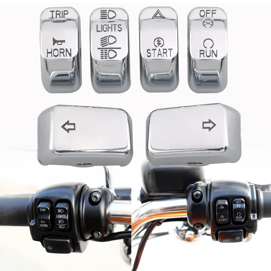 Motorcycle Handlebar Controls Accessories Chrome Switch Caps Button