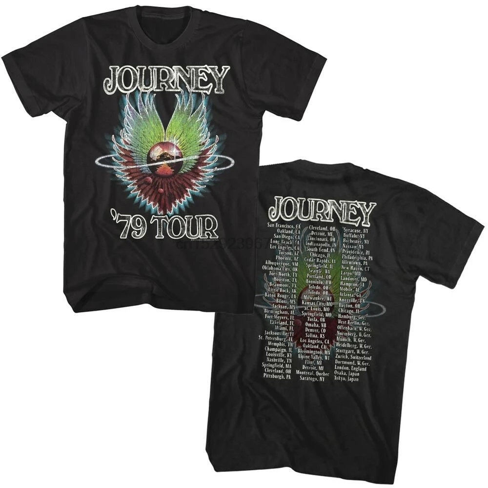 Journey Evolution Album Tour List 1979 Mens T Shirt Glam Rock Band