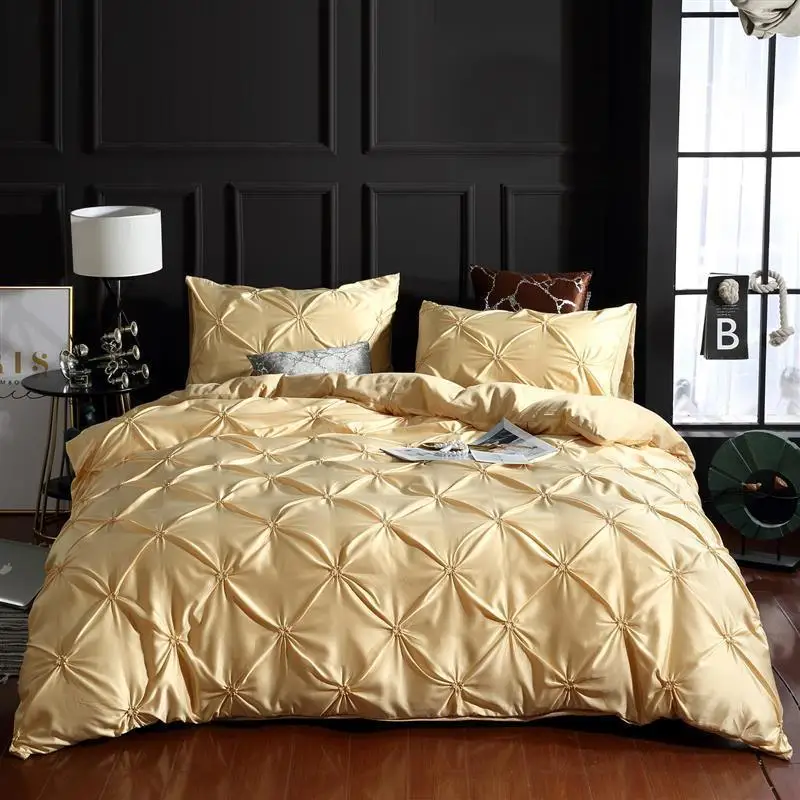 LOVINSUNSHINE, роскошный Шелковый комплект постельного белья, королевское одеяло, набор постельного белья, пододеяльник, набор UO01 - Цвет: yellow