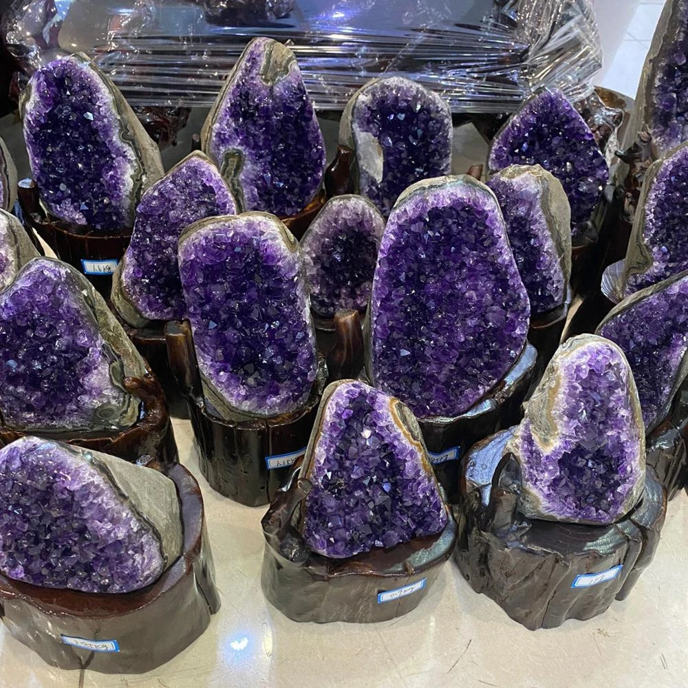 Natural Amethyst Geode Quartz Cluster Crystal Specimen Energy Healing Without The Base Stones Aliexpress