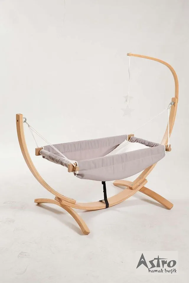 wooden swinging baby cradle