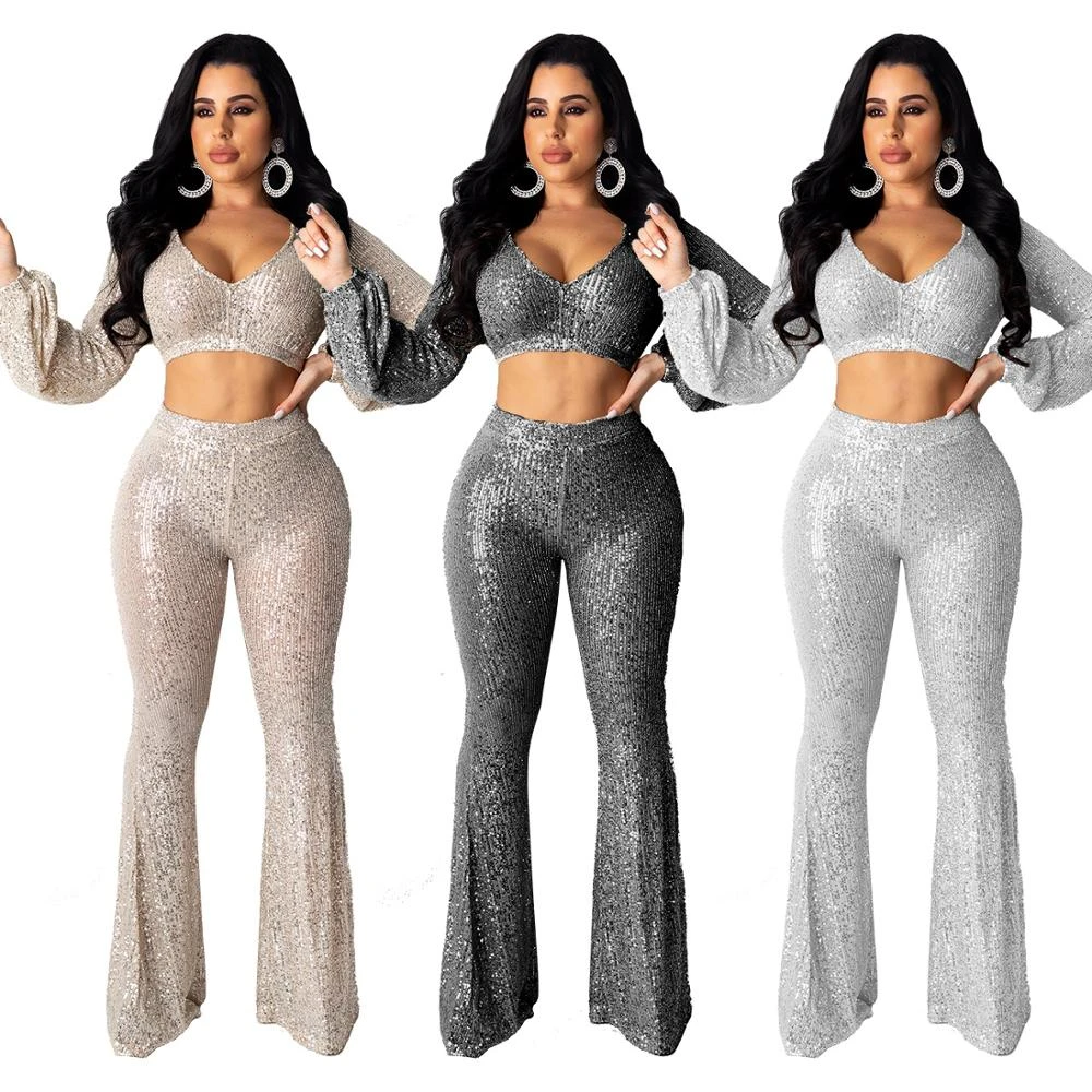 Sequin matching pants set Clearance