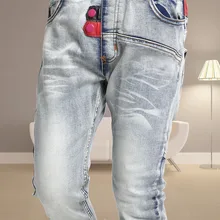 Xiao tu bao/ковбойские брюки г. Осенние новые стильные детские джинсы с героями мультфильмов штаны для мальчиков в Корейском стиле