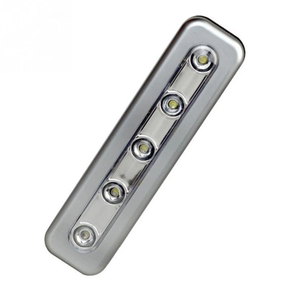 5LEDs Wireless Touch Cabinet Light LED With Adhesive Sticker Battery Powered Lamp Closet Wardrobe Stair Bedroom Drawer Lights 2