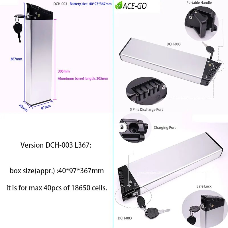 숨겨진 전기 자전거용 금속 내장 배터리 하우징, Ebike 배터리 박스, 빈 케이싱 셸, 36V, 48V, 250W, 350W, 500W, 750W, 1000W