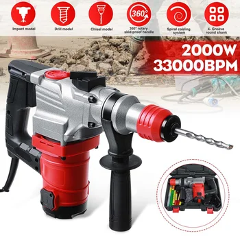 Price Drillpro Electric Rotary Hammer 2000W Multifunction Electric Hammer Impact Power Drill Tool Kits 33000BPM 220V Powerful Hammer