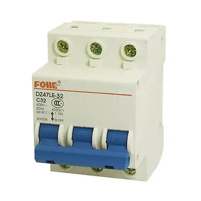 

AC 400V 32A 3 Pole 3P On-Off Switch Miniature Circuit Breaker DZ47LE-32 C32