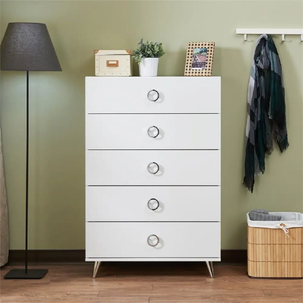 

White Sofa Side Table With Cabinets Living Room Furniture Chest With 5 Drawers Home Furniture Table With Storage