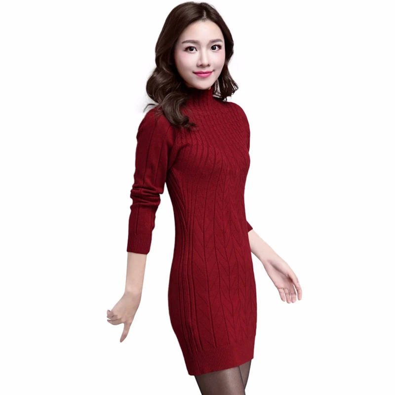 Long Sweater Dress Fall Winter Fashion Vintage Dresses Single-breasted Dress Mujer Autumn Vestido Ladies 807