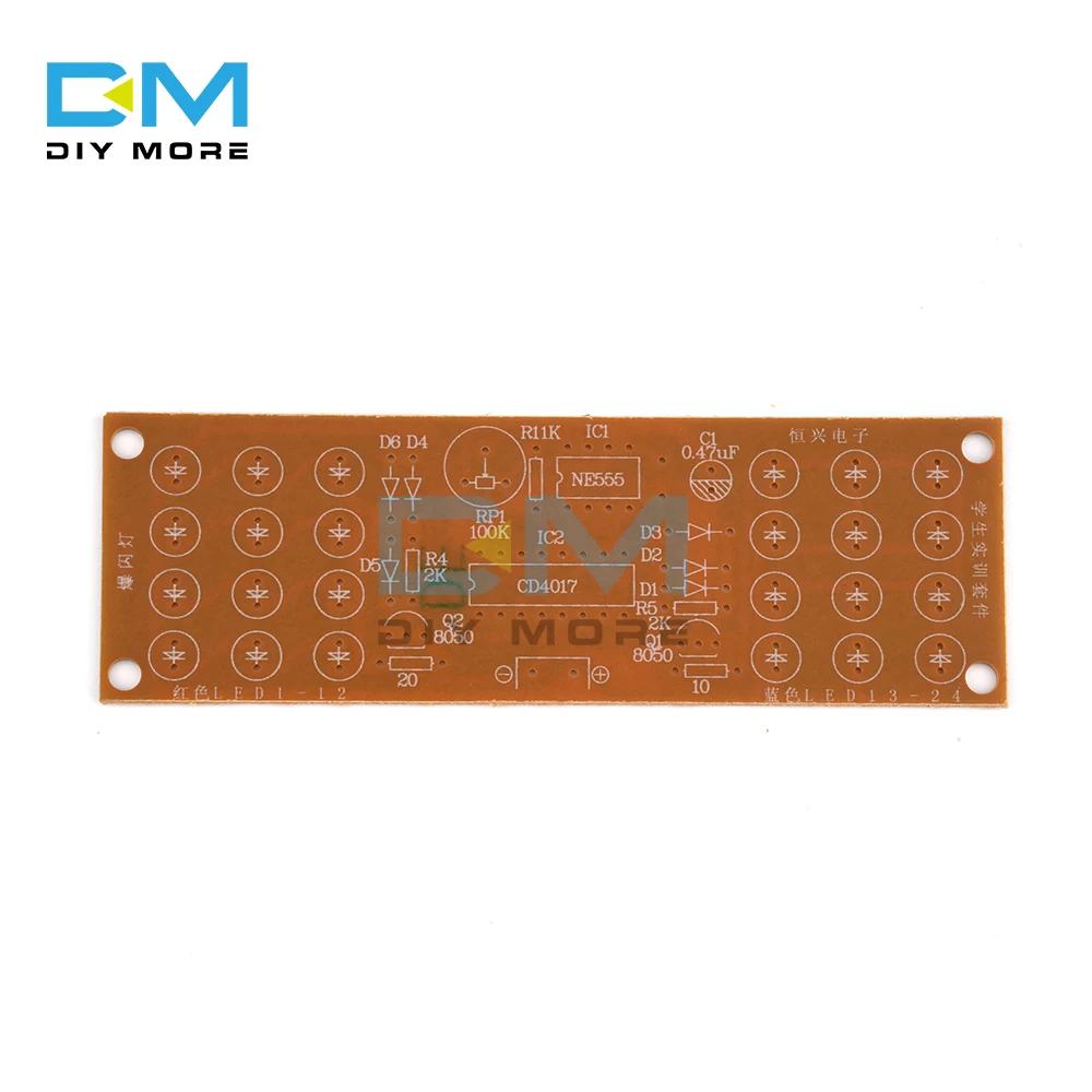 NE555 CD4017 красный синий двухцветные мигающие огни набор для обучения электронный