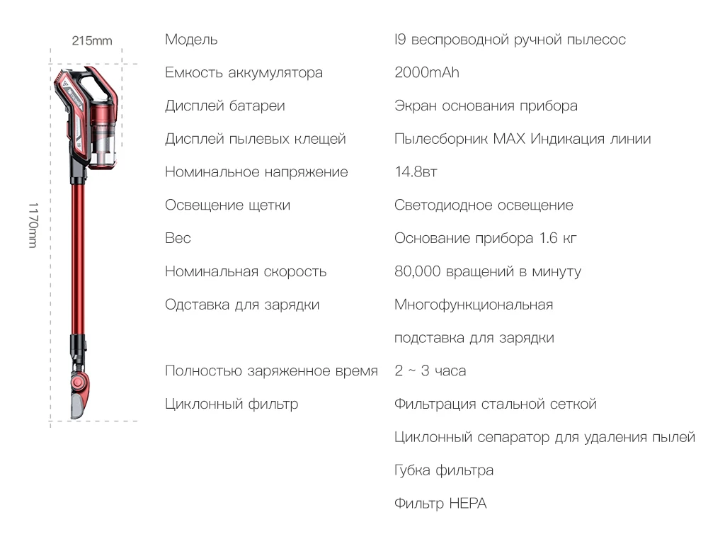 Proscenic I9 22000Pa перезаряжаемый беспроводной пылесос для дома с циклонным фильтром портативный вертикальный беспроводной пылесос