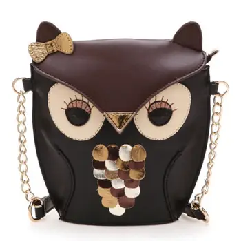 

Fashion Cute Women's Bag Retro Chain Diagonal Bag Sequined Owl Shoulder Bag Mini Animal Messenger Bag