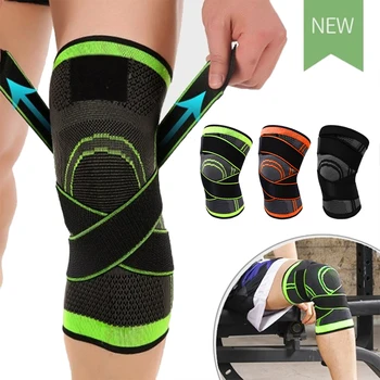 

Adjustable 3D Weaving Sports Compression Knee Pads Breathable Straps Running Non-Slip Warm Nylon Brace Protector
