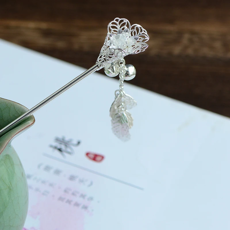 Заколки для волос девочек Kanzashi Bell с кисточками в старинном стиле Hanfu заколка