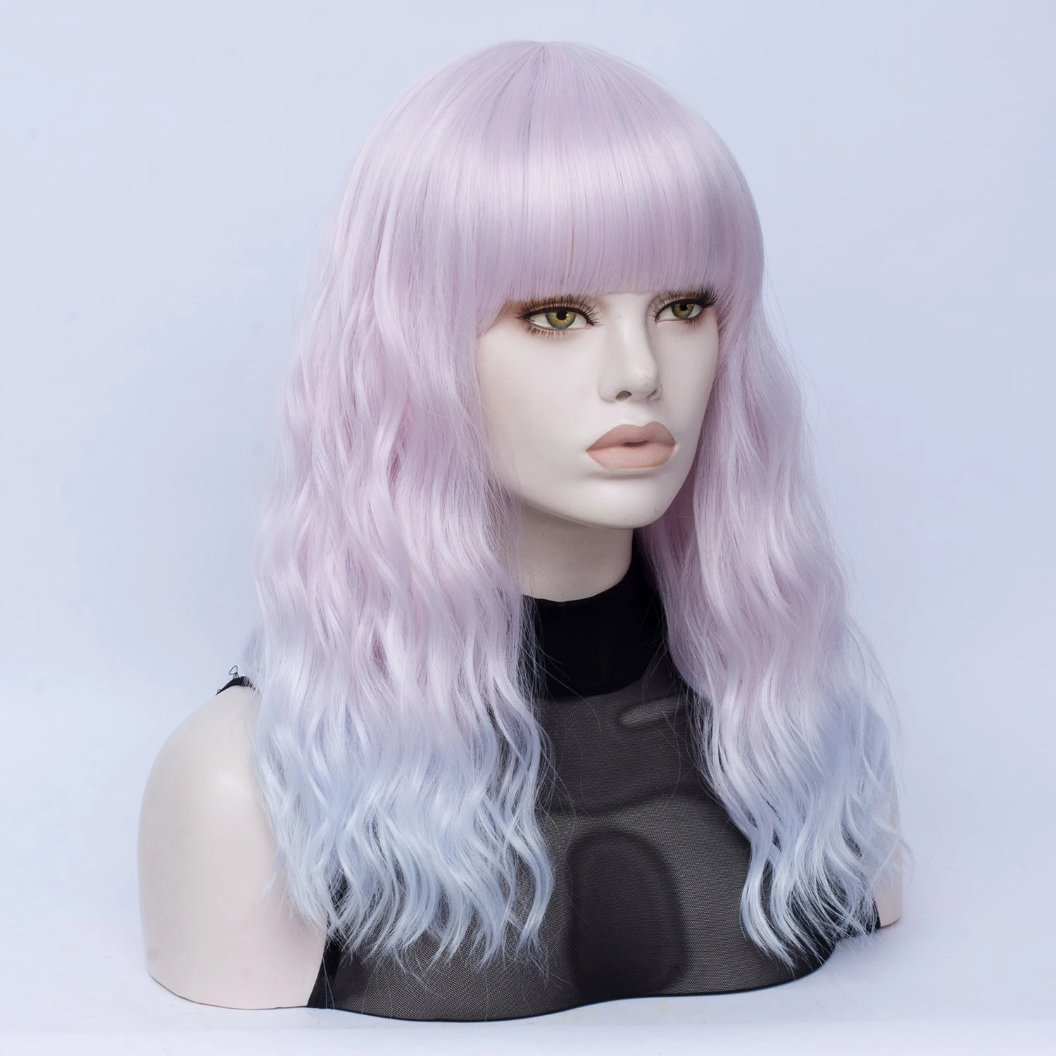 Similler длинные вьющиеся синтетические волосы косплей парики для женщин светильник розовый цвет омбре с тупой бахромой
