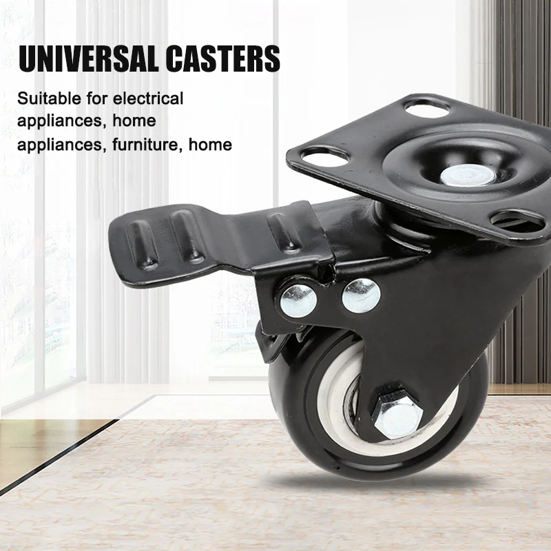 PU Casters 4pcs Casters Heavy Duty 2/1.5 Inch Pneumatic Caster Wheels No Noise Wheels Top Plate CLH@8