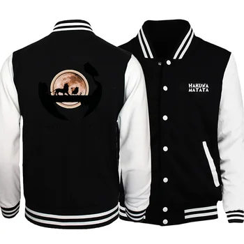 

Fashion Hakuna Matata Print Jackets Mens Causal Black White Baseball Jacket 2020 Man Brand Stand Collar Bomber Jacket Streetwear