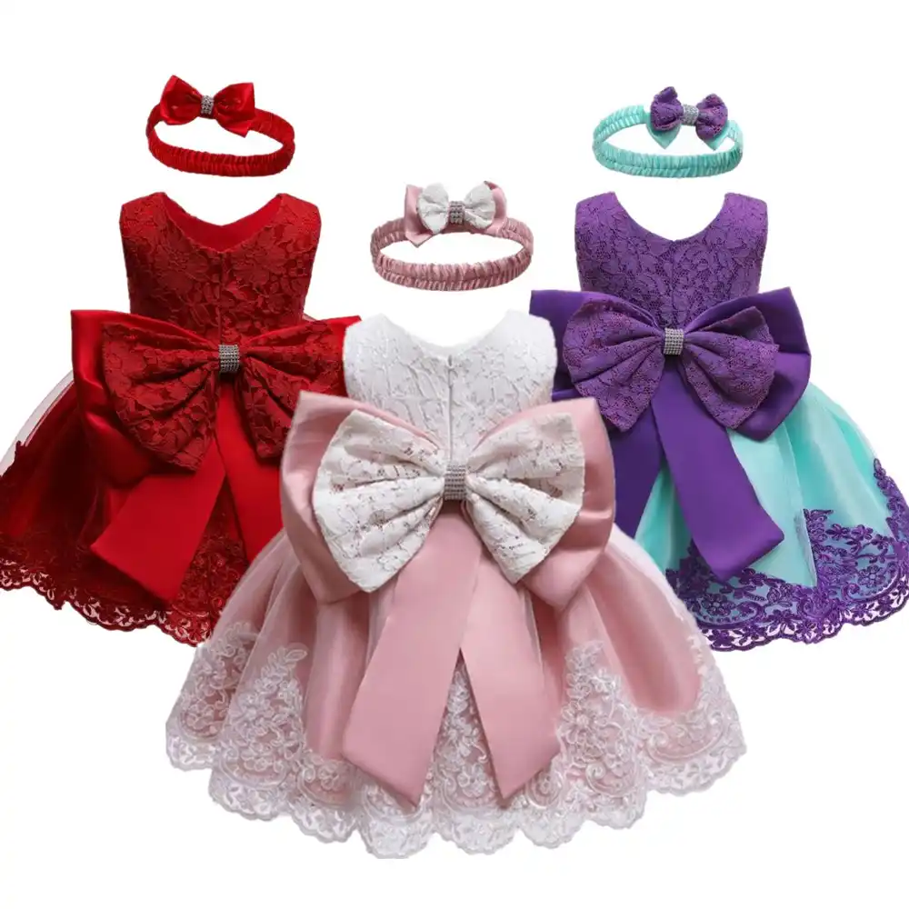 Vestido Para Ninas Pequenas Con Lazo Grande Para Ninas De 1 A 2 Anos De Edad Vestido De Cumpleanos De Encaje Para Fiesta De Princesa Vestidos De Tul Para Graduacion Y Bautismo Aliexpress