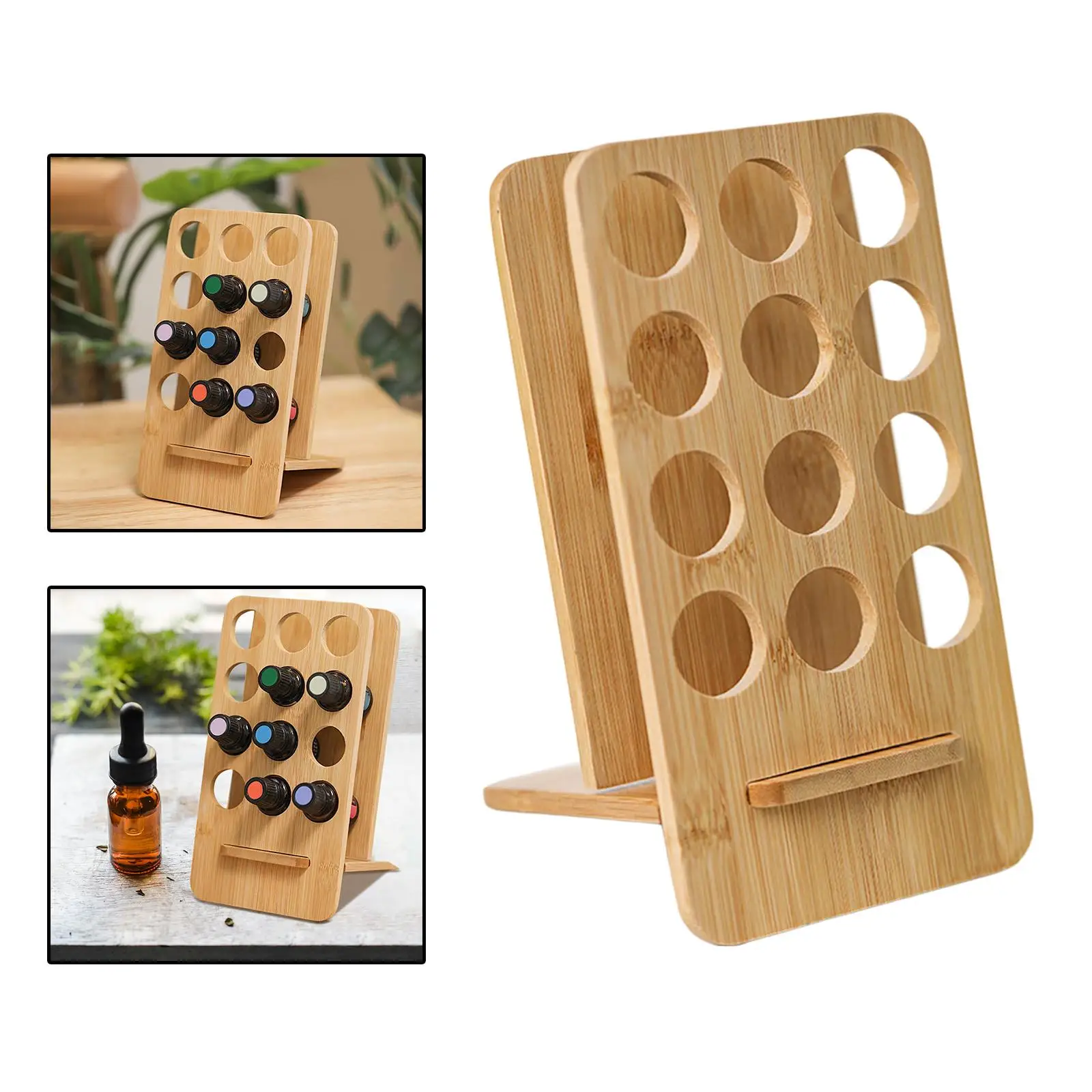 12SlotsEssentialOilRackWoodenHoldersforPerfumesPresentation