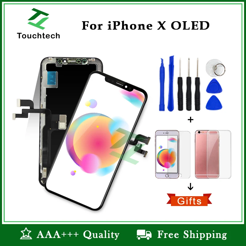 Great AAAA Display No Dead Pixel LCD Screen for iPhone X OLED with Touch Digitizer Assembly Replacement Free Ship+Gifts | Мобильные