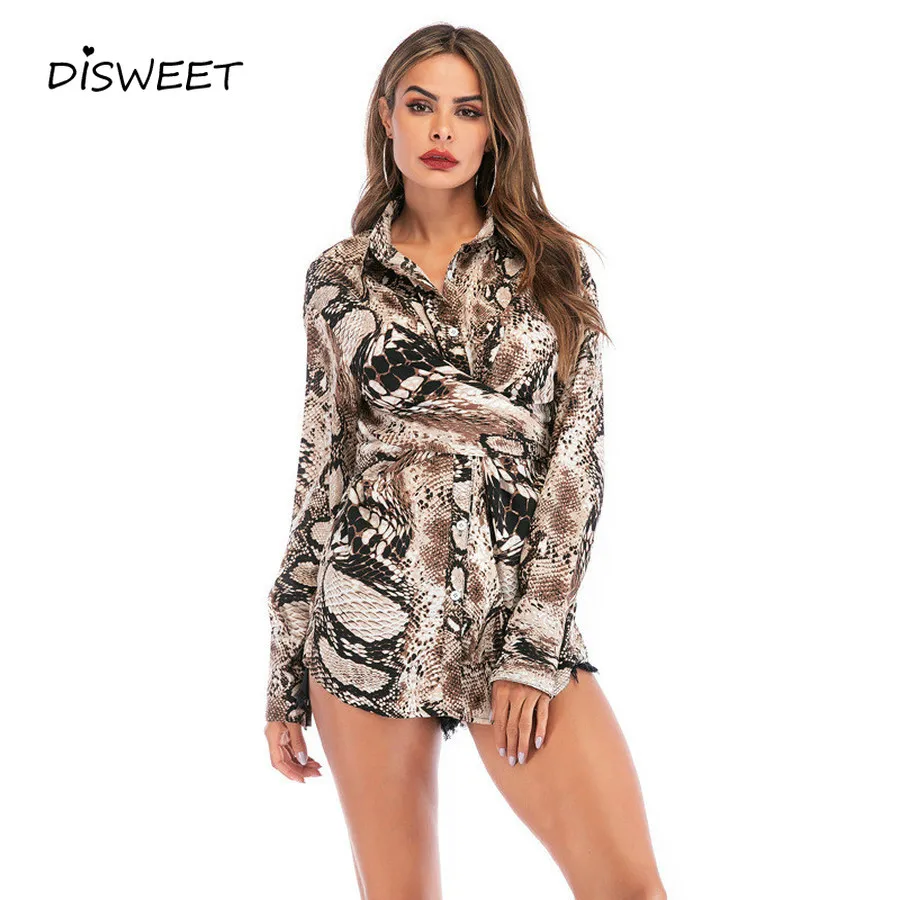 

Snake Print Shirt Women'S Clothing Fashion Lace Button Long Sleeve Coat Women Temperament Slim Chiffon Autumn Shirt Woman 2019