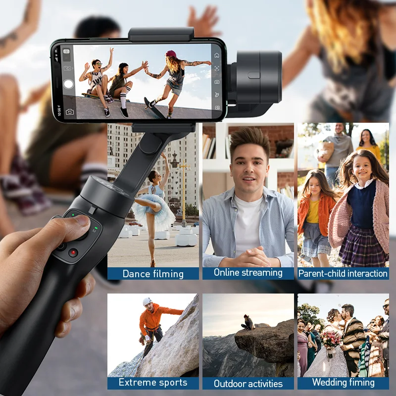 Baseus Handheld Gimbal Stabilizer 3 Axis Wireless Bluetooth Phone Gimbal Holder Auto Motion Tracking foriPhone Action