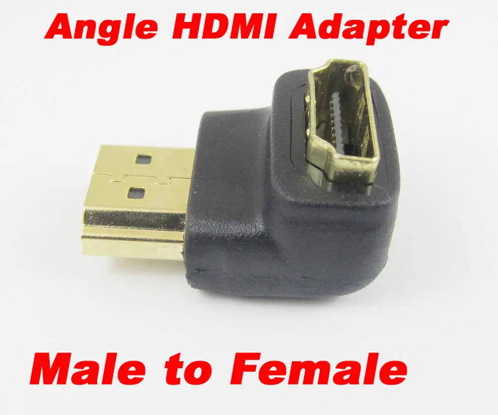 1pc 19pin HDMI Male to Female M/F Right Angle 90D Gold Plated Adapter Converter 