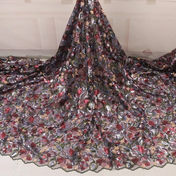 

NIAI Nigerian Lace Fabrics 2019 High Quality Lace French Sequins Lace Fabric Embroidered African Lace Fabric For Dress XY3220B-4