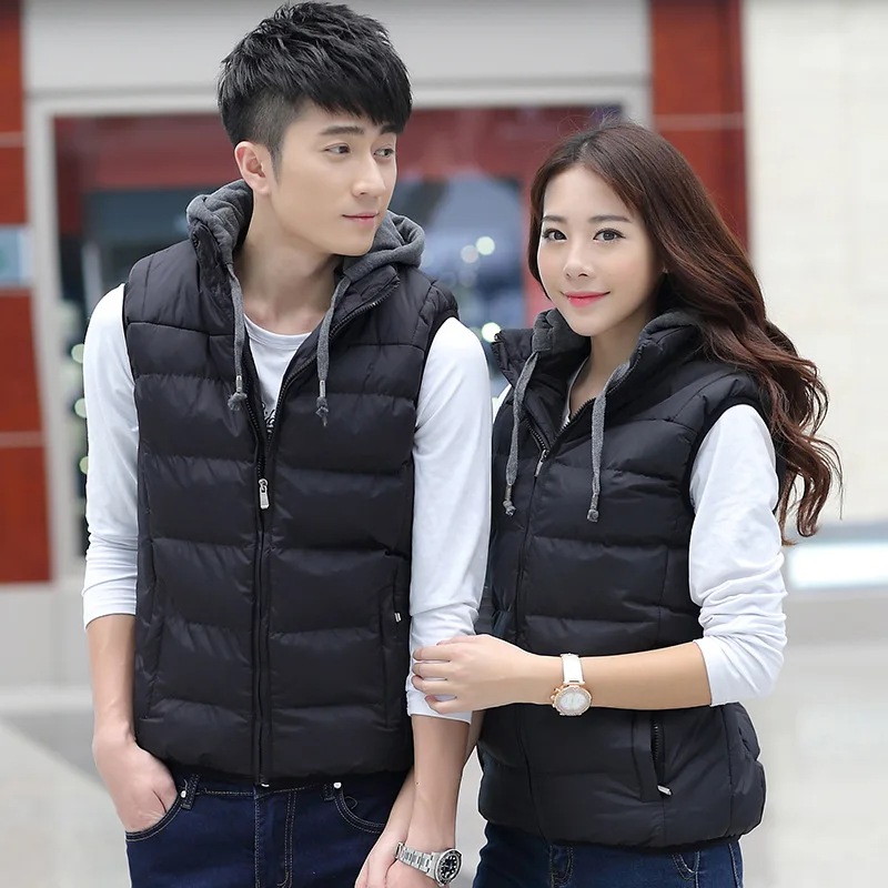 Осенне-зимний хлопковый жилет с искусственным пухом в стиле контрастного цвета с капюшоном, мужской повседневный жилет, теплый хлопковый жилет a Generation