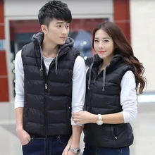 Осенне-зимний хлопковый жилет с искусственным пухом в стиле контрастного цвета с капюшоном, мужской повседневный жилет, теплый хлопковый жилет a Generation