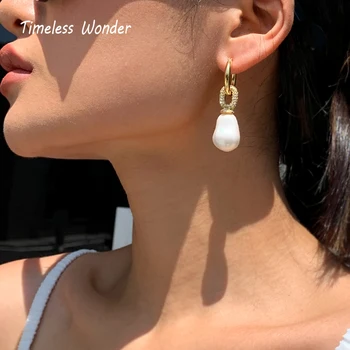 

Timeless Wonder Glam Rhinestone Geo Pearl Drop Earrings Women Jewelry Punk Gothic Designer Boho Top Rare Party Ins Kpop New 5344