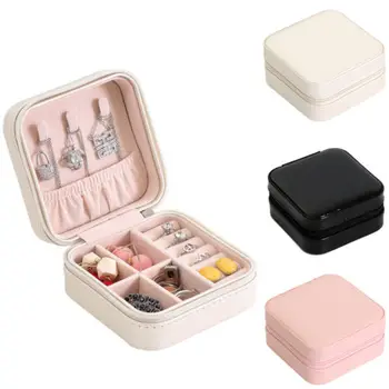 

Travel Cosmetic Leather Jewelry Box Necklace Ring Storage Case Organizer Display